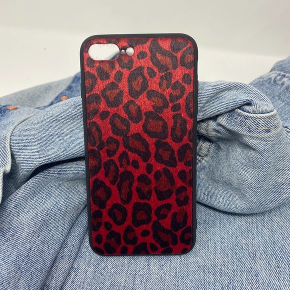 iPhone XS Max Case Red Black Leopard Fur Print Cover NEW - Picture 1 of 5